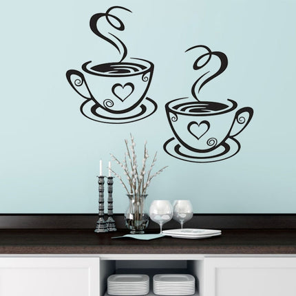 4 PCS A1089 PVC Waterproof & Antifouling Coffee Cup Wall Sticker, Specification: 31x18cm-garmade.com