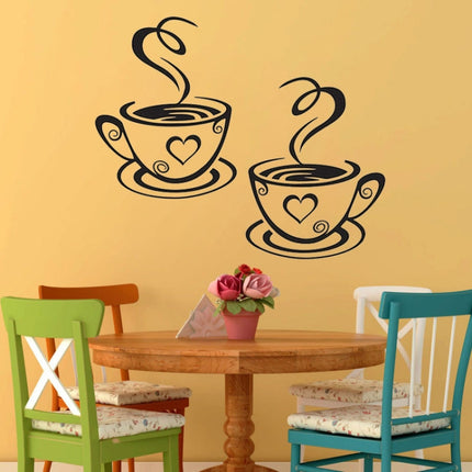 4 PCS A1089 PVC Waterproof & Antifouling Coffee Cup Wall Sticker, Specification: 31x18cm-garmade.com