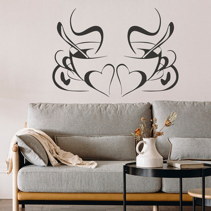 3 PCS KS199 Bedroom Living Room Decoration Love Coffee Cup Wall Sticker(40x28.5cm (Black))-garmade.com