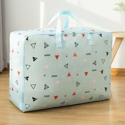 Oxford Cloth Quilt Moisture-Proof & Waterproof Storage Bag Zipper Portable Moving Luggage Bag, Specification: 55x33x20cm(Blue Triangle)-garmade.com