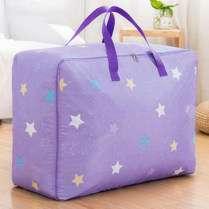 Oxford Cloth Quilt Moisture-Proof & Waterproof Storage Bag Zipper Portable Moving Luggage Bag, Specification: 55x33x20cm(Purple Five-star)-garmade.com