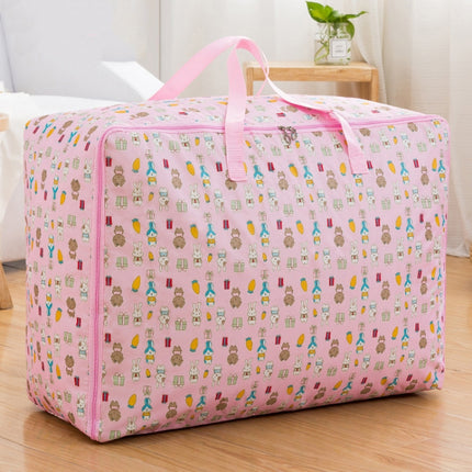 Oxford Cloth Quilt Moisture-Proof & Waterproof Storage Bag Zipper Portable Moving Luggage Bag, Specification: 60x50x25cm(Pink Rabbit)-garmade.com
