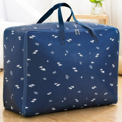 Oxford Cloth Quilt Moisture-Proof & Waterproof Storage Bag Zipper Portable Moving Luggage Bag, Specification: 60x50x25cm(Tibetan Bluefish)-garmade.com