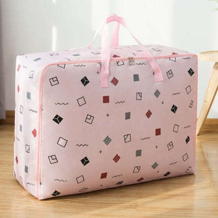 Oxford Cloth Quilt Moisture-Proof & Waterproof Storage Bag Zipper Portable Moving Luggage Bag, Specification: 60x50x25cm(Pink Square)-garmade.com
