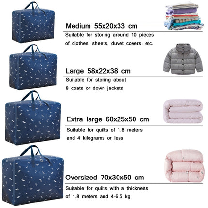Oxford Cloth Quilt Moisture-Proof & Waterproof Storage Bag Zipper Portable Moving Luggage Bag, Specification: 60x50x25cm(Blue Rabbit)-garmade.com