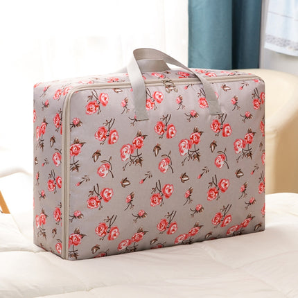 Oxford Cloth Quilt Moisture-Proof & Waterproof Storage Bag Zipper Portable Moving Luggage Bag, Specification: 70x50x30cm(Gray Rose)-garmade.com