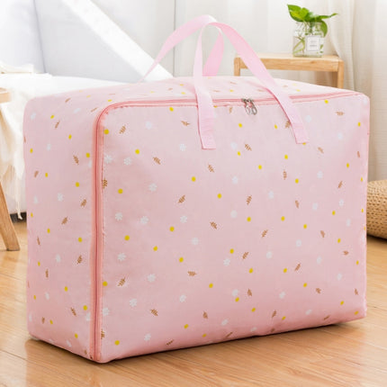 Oxford Cloth Quilt Moisture-Proof & Waterproof Storage Bag Zipper Portable Moving Luggage Bag, Specification: 70x50x30cm(Pink Bottom Flower)-garmade.com