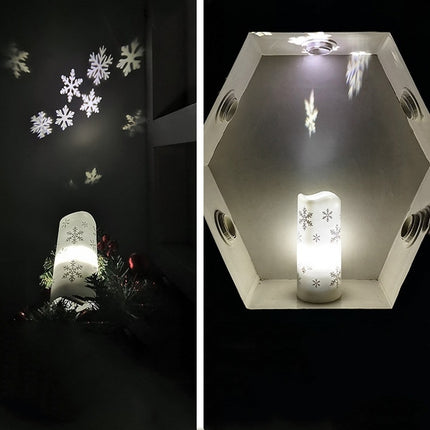 LED Candle Projection Lamp Christmas LED Decoration Night Light(Snowflake)-garmade.com