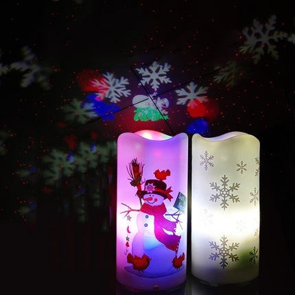 LED Candle Projection Lamp Christmas LED Decoration Night Light(Snowflake)-garmade.com
