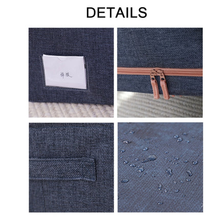 100L 60x42x40cm Fabric Steel Frame Quilt Clothing Storage Box Cotton Linen Storage Bag with Window(Baby Blue)-garmade.com
