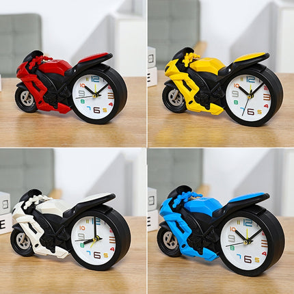 Motorcycle Alarm Clock Ornaments Creative Child Gift Clock(White Motorcycle Racing)-garmade.com
