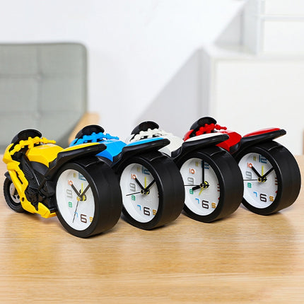 Motorcycle Alarm Clock Ornaments Creative Child Gift Clock(Yellow Motorcycle Racing)-garmade.com