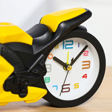 Motorcycle Alarm Clock Ornaments Creative Child Gift Clock(White Motorcycle Racing)-garmade.com