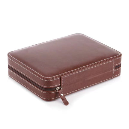 8-Digit Watch Storage Box Watch Display Box Portable Watch Travel Bag, Specification: 24 x 18 x 6cm(Brown )-garmade.com