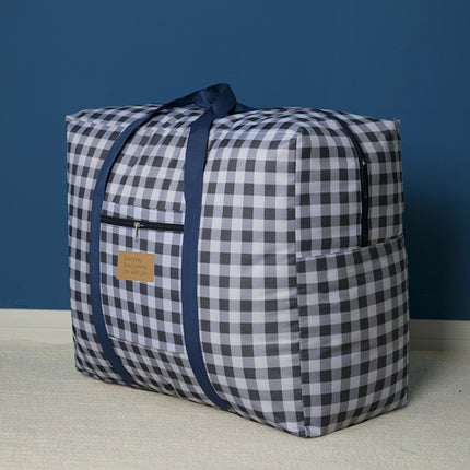 Oxford Cloth Washable Dustproof Quilt Storage Bag Travel Moving Portable Storage Bag, Specification: 43x33x18cm(Navy Plaid)-garmade.com