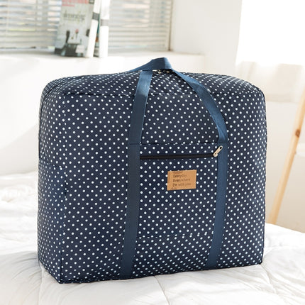 Oxford Cloth Washable Dustproof Quilt Storage Bag Travel Moving Portable Storage Bag, Specification: 50x40x25cm(Cyan Strips)-garmade.com