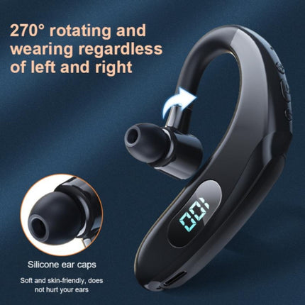 Q20 Bluetooth 5.2 Business Digital Display Sports Earhook Stereo Earphone(Yellow)-garmade.com