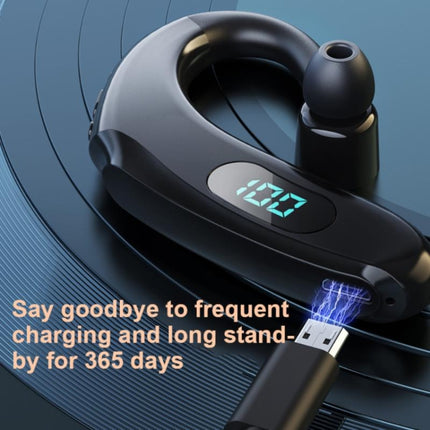 Q20 Bluetooth 5.2 Business Digital Display Sports Earhook Stereo Earphone(Black)-garmade.com
