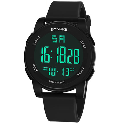 SYNOKE 9002 Men Outdoor Waterproof Sports Watch Multifunctional Luminous Digital Watch(Black)-garmade.com