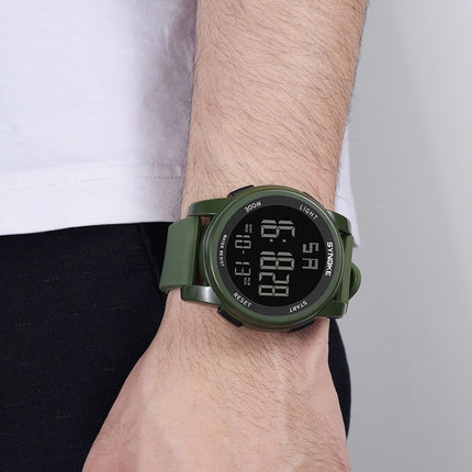 SYNOKE 9002 Men Outdoor Waterproof Sports Watch Multifunctional Luminous Digital Watch(Army Green)-garmade.com