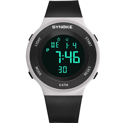 SYNOKE 9199 Student Waterproof Luminous LED Electronic Watch(Black White)-garmade.com