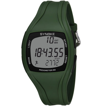 SYNOKE 9105 Multifunctional Sports Time Record Waterproof Pedometer Electronic Watch(Army Green)-garmade.com