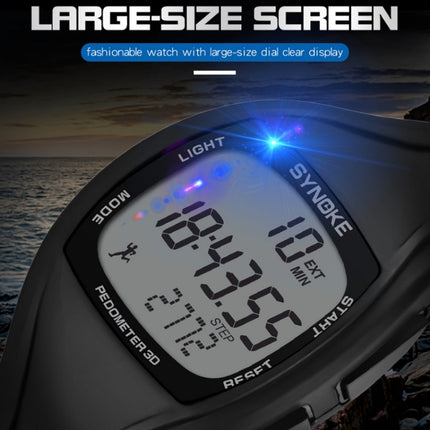 SYNOKE 9105 Multifunctional Sports Time Record Waterproof Pedometer Electronic Watch(White)-garmade.com