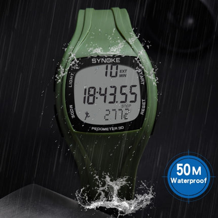 SYNOKE 9105 Multifunctional Sports Time Record Waterproof Pedometer Electronic Watch(Army Green)-garmade.com