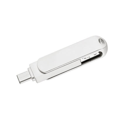 16GB USB 3.0 + 8 Pin + USB-C / Type-C 3 in 1 Phone Computer Rotatable Metal U-Disk-garmade.com