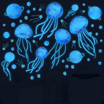 YGP-B109 Cartoon Jellyfish Blue Light Stickers Kids Room Decoration Luminous Stickers-garmade.com