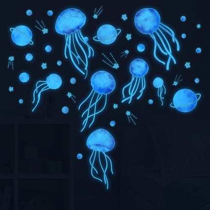 YGP-B109 Cartoon Jellyfish Blue Light Stickers Kids Room Decoration Luminous Stickers-garmade.com