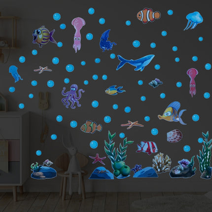 AFG3358 Blue Underwater World Luminous Wall Sticker, Specification: Blue-garmade.com