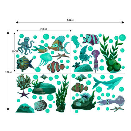 AFG3358 Blue Underwater World Luminous Wall Sticker, Specification: Green-garmade.com