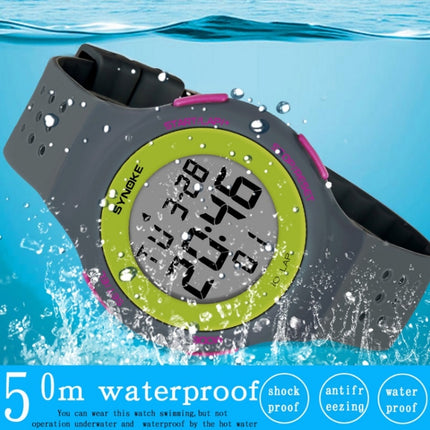SYNOKE 67866 Swimming Waterproof Porous Breathable Silicone Strap Sports LED Electronic Watch(Gray)-garmade.com
