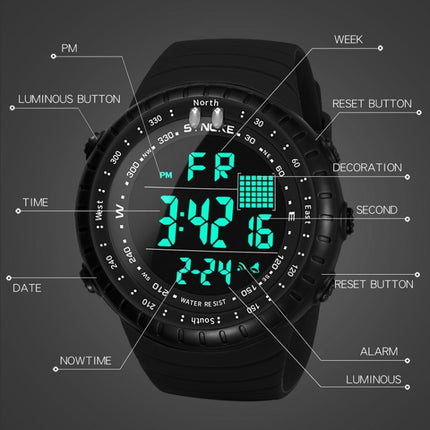SYNOKE 8209 Multifunctional Sports Swimming Waterproof Luminous Alarm Men Electronic Watch(Black)-garmade.com