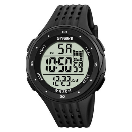 SYNOKE 9007 Men Outdoor Large Dial Shockproof And Drop Resistant Sports Electronic Watch(Black)-garmade.com