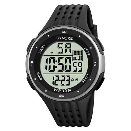SYNOKE 9007 Men Outdoor Large Dial Shockproof And Drop Resistant Sports Electronic Watch(Silver)-garmade.com
