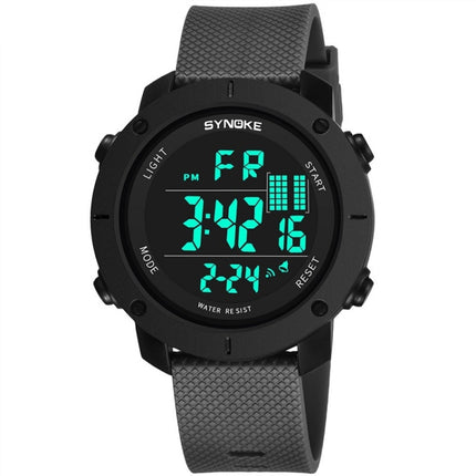 SYNOKE 9658 Student Outdoor Multi-Function Waterproof Large Dial Sports Electronic Watch(Gray)-garmade.com