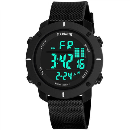 SYNOKE 9658 Student Outdoor Multi-Function Waterproof Large Dial Sports Electronic Watch(Black)-garmade.com