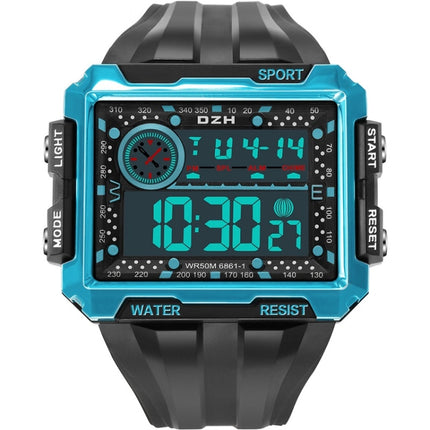 SYNOKE 6861 Outdoor Luminous Waterproof Multi-Function Square Large Screen Display Sports Electronic Watch(Black Blue)-garmade.com