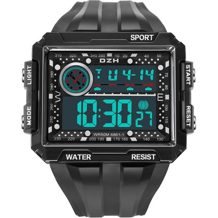 SYNOKE 6861 Outdoor Luminous Waterproof Multi-Function Square Large Screen Display Sports Electronic Watch(Black)-garmade.com