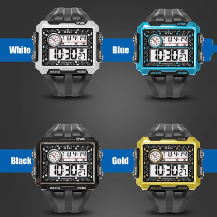 SYNOKE 6861 Outdoor Luminous Waterproof Multi-Function Square Large Screen Display Sports Electronic Watch(Black)-garmade.com