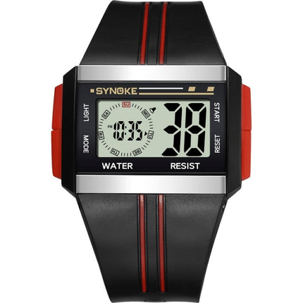 SYNOKE 9222 Men Large Screen Square Multi-Function Waterproof Luminous Electronic Watch(Red)-garmade.com