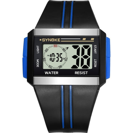 SYNOKE 9222 Men Large Screen Square Multi-Function Waterproof Luminous Electronic Watch(Blue)-garmade.com