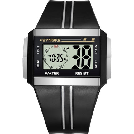 SYNOKE 9222 Men Large Screen Square Multi-Function Waterproof Luminous Electronic Watch(Black)-garmade.com