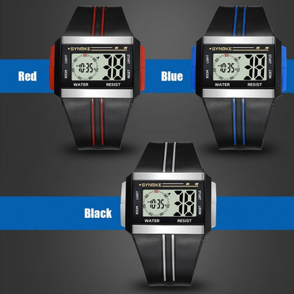 SYNOKE 9222 Men Large Screen Square Multi-Function Waterproof Luminous Electronic Watch(Black)-garmade.com