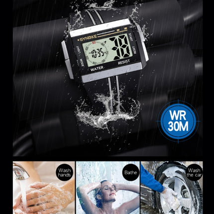 SYNOKE 9222 Men Large Screen Square Multi-Function Waterproof Luminous Electronic Watch(Black)-garmade.com