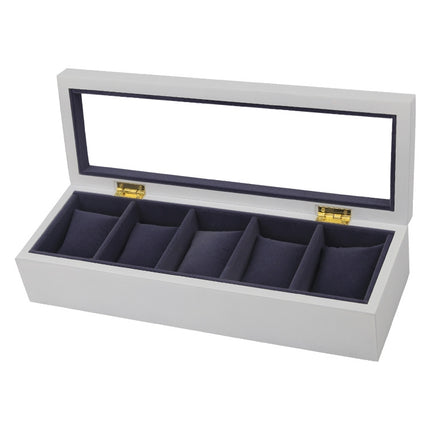 5 Bits Matte Paint Wooden Watch Box Painted Watch Storage Box(White)-garmade.com