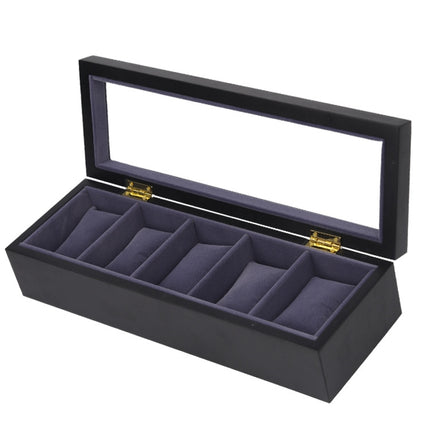 5 Bits Matte Paint Wooden Watch Box Painted Watch Storage Box(Black)-garmade.com