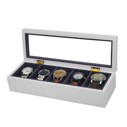 5 Bits Matte Paint Wooden Watch Box Painted Watch Storage Box(Black)-garmade.com